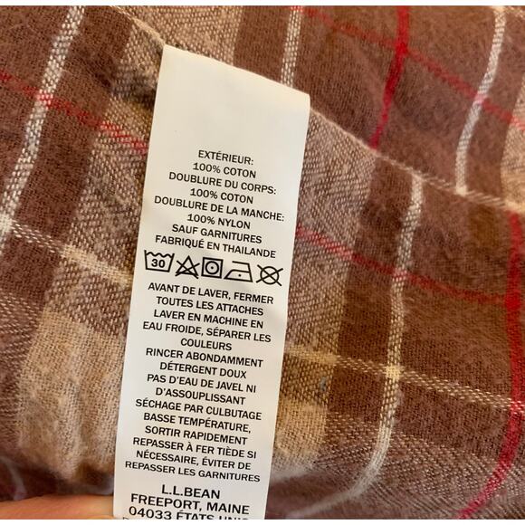 LL Bean Adirondack Barn Coat, Flannel-Lined Women's 2X Dark Khaki Corduroy Trim - Picture 7 of 8